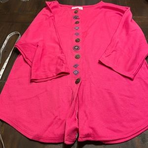 Vintage FR Sport Hot Pink Blouse with Accent Buttons